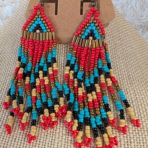 American Vintage Hand Beaded Native Earrings